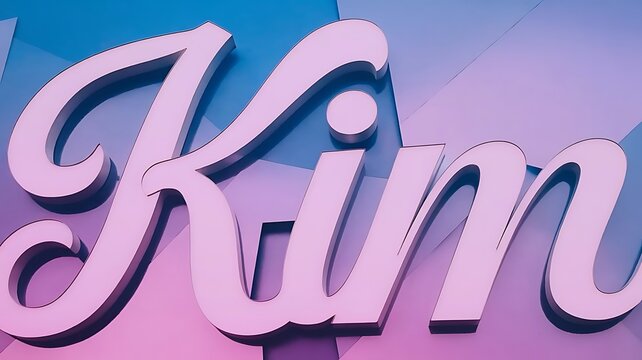 lilac typography of name Kim on pastel geometric backdrop