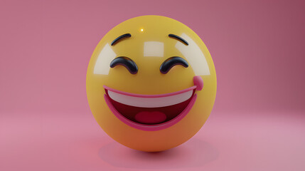 Fototapeta premium Loving eyes and mouth emoji expression on pink background