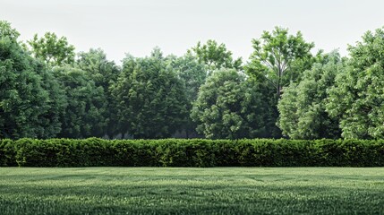 A scenic view of a well-manicured lawn with trees in the background, suitable for use in real estate or outdoor lifestyle images