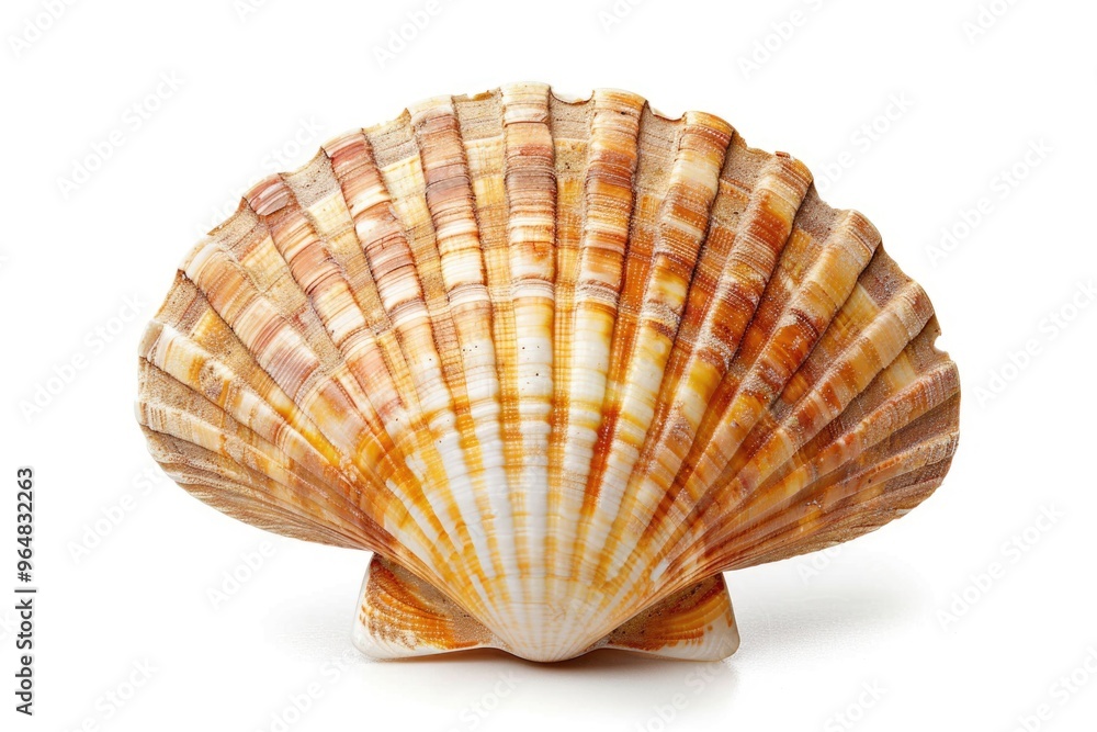Poster a detailed view of a seashell on a white surface