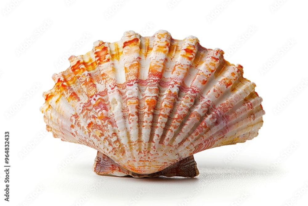 Poster a close-up view of a shell on a white surface, great for use in decorative or still life photography