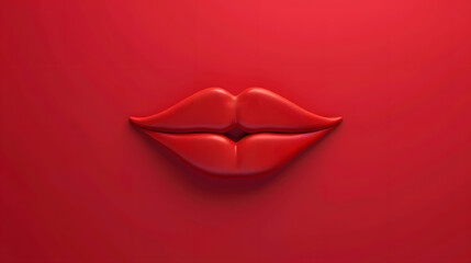 Loving eyes and mouth emoji expression on red background