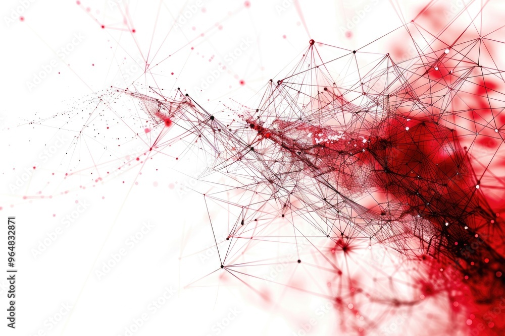 Poster Close-up view of numerous small red dots on a white background