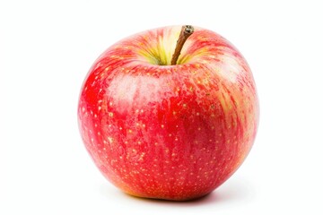 Close-up shot of a juicy red apple against a clean white background, perfect for food or product photography
