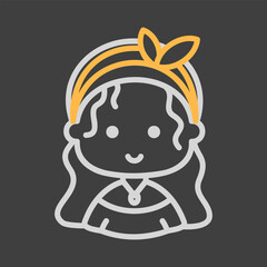 Woman girl with long straight hair vector icon