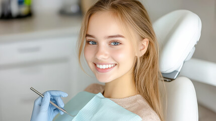 Symbolic Image for Dental Care and Oral Hygiene A Close-up of Perfectly White Teeth Brushed with Care Highlighting the Importance of Regular Dentist Visits and Mouth Health