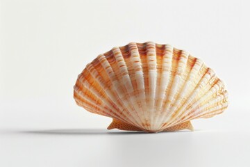 A detailed shot of a seashell on a white background
