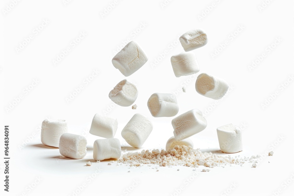 Poster a pile of marshmallows in mid-air, as if dropping from above