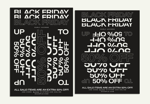 Black Friday Poster Layout Design with Stacked Text
