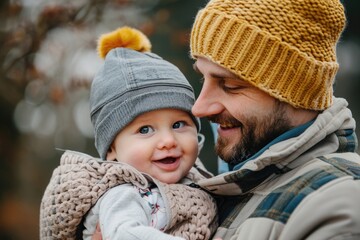 A father cradling an infant in his arms, a moment of intimacy and love