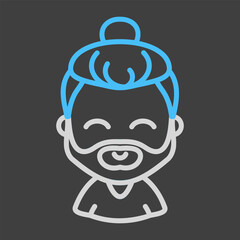 Man with beard and long hair vector icon