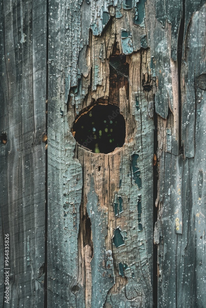Poster a wooden post with a hole drilled into it, useful for various applications such as gardening or diy 