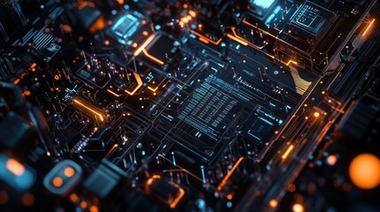 Obraz premium Abstract Circuitry: A Digital Network