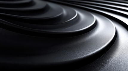 Abstract black layered shapes, glossy texture and shadows