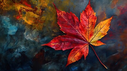 Vibrant autumn maple leaf