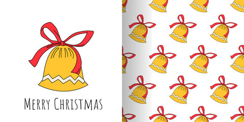 Christmas postcard features a yellow belly with a red ribbon on a white background, accompanied by the text 