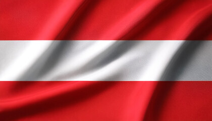 Obraz premium Austria flag waving in the wind. Close up of Austria banner blowing, soft and smooth silk. Cloth fabric texture ensign background. Use it for national day and country occasions concept.