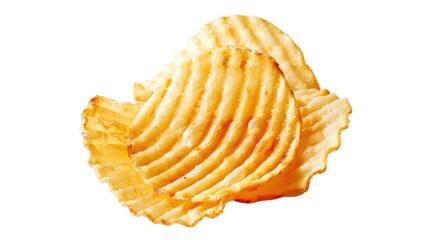 Fresh potato chip on a white background, ideal for food or packaging illustrations