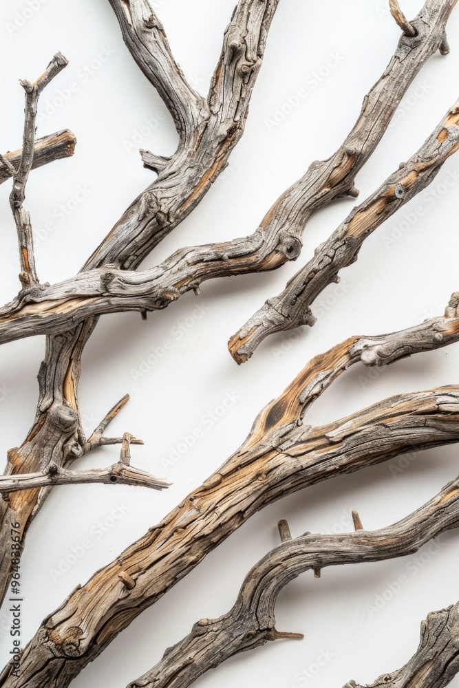 Poster A detailed view of a tree branch with leaves and twigs