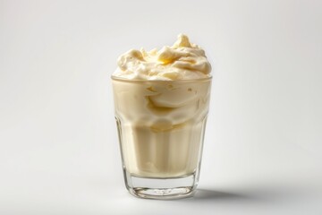 A refreshing drink in a tall glass topped with whipped cream, perfect for a hot summer day or a sweet treat any time of the year