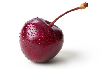 A close-up shot of a juicy red apple with water droplets on its surface
