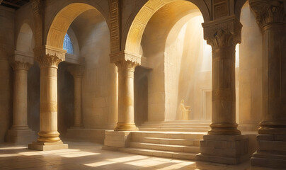 The Bible on the altar in the Jerusalem temple, flooded with divine light
