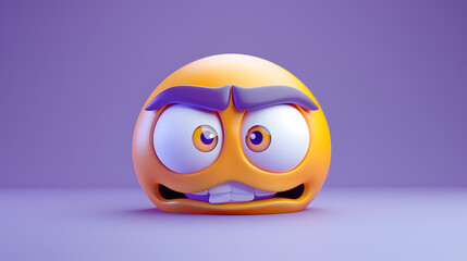 Nervous eyes and mouth emoji expression on purple background