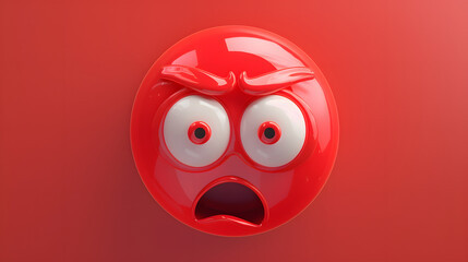 Obraz premium Nervous eyes and mouth emoji expression on red background