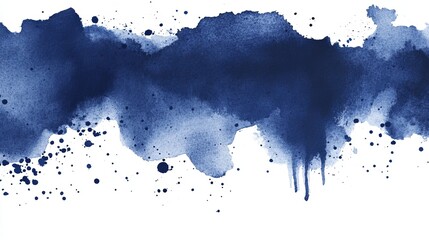 Obraz premium An illustration of a watercolor strip featuring a dirty indigo wall with brush strokes and a white tie dye background