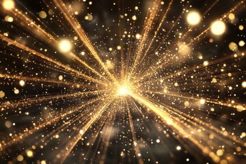 Fototapeta premium An illustration of a luminous starburst containing radiant particles and lines.