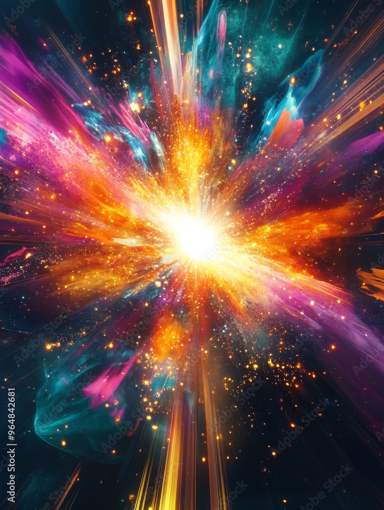 Poster background featuring rays of light radiating outward graphic illustration showing dynamic light patt