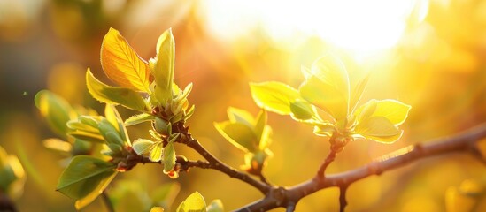 Obraz premium First Leafes And Kidneys In Spring Inbright Sunlight