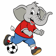 Cartoon Elephant Playing Ball art vector