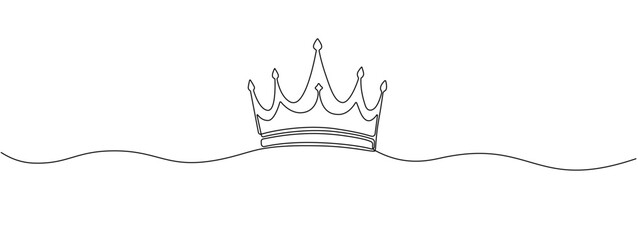 Royal Crown drawing with one continuous line. Vector editable illustration © Sviatlana