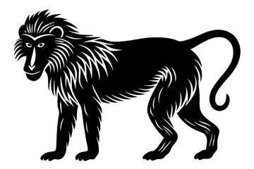 Baboon silhouette vector illustration. Line art vector