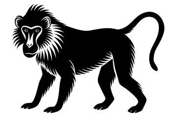 Baboon silhouette vector illustration. Line art vector