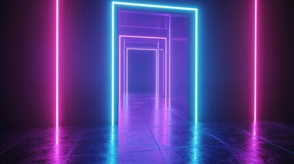 Neon Glow Hallway