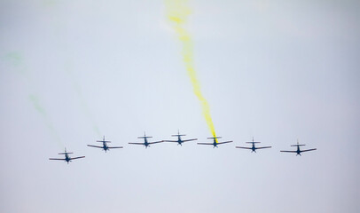 Traditional Brazilian Smoke Squadron, consisting of 3 Super Tucano A-29 Turboprop aircraft