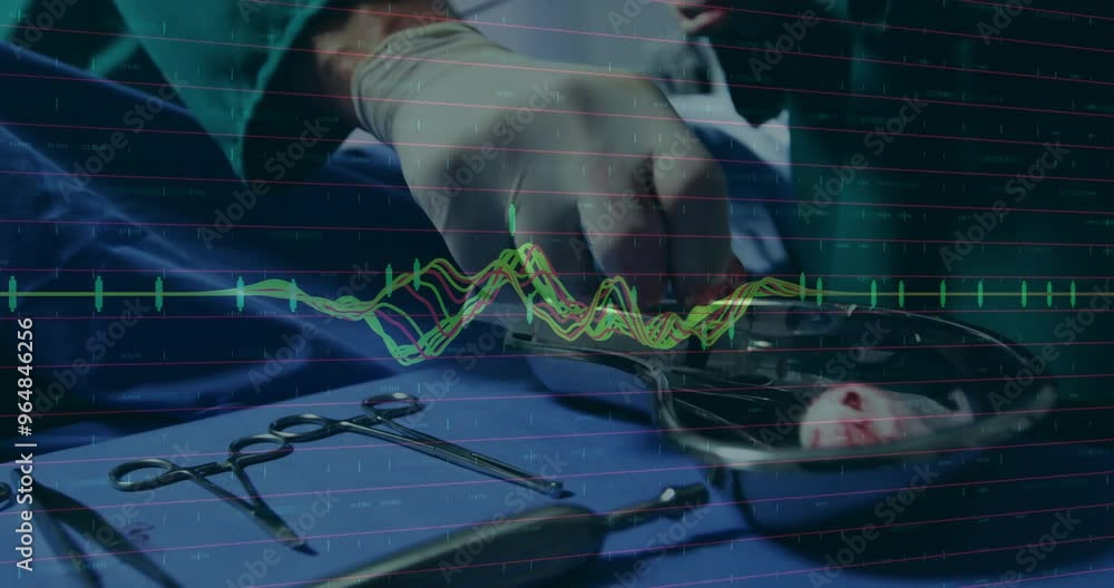 Poster animation of data processing over surgeons in operating theatre