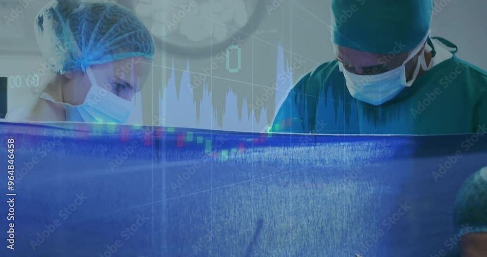 Aufkleber animation of data processing over diverse surgeons