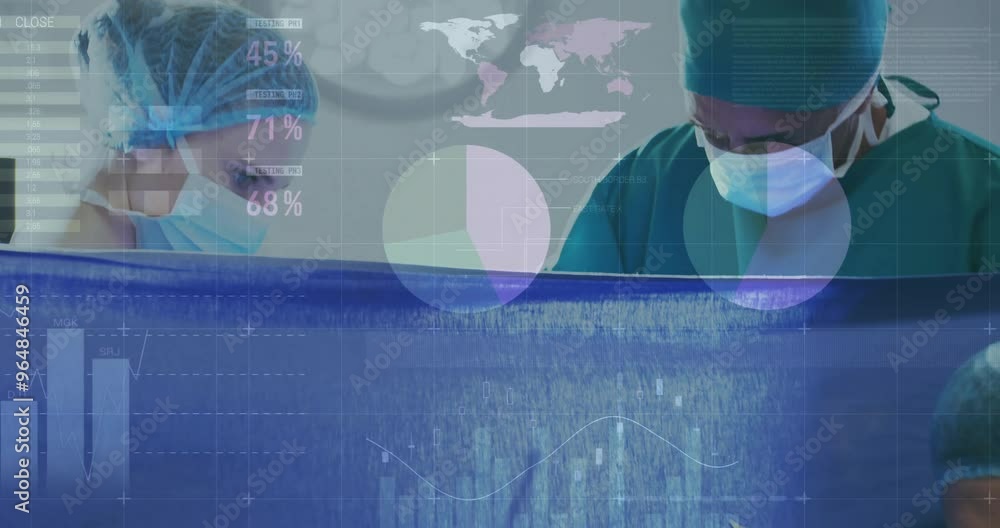 Aufkleber animation of data processing over diverse surgeons