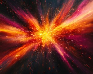 Fototapeta premium A multicolored abstract background embellished with fractal explosion stars and gloss lines