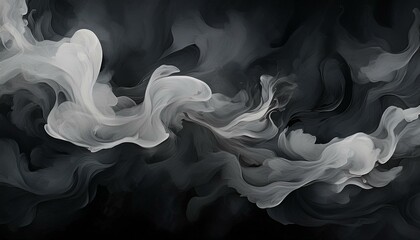 Obraz premium Gray smoke on black color abstract watercolor background