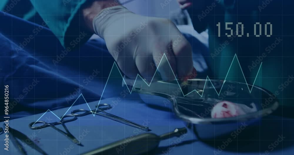 Aufkleber animation of data processing over surgeons in operating theatre