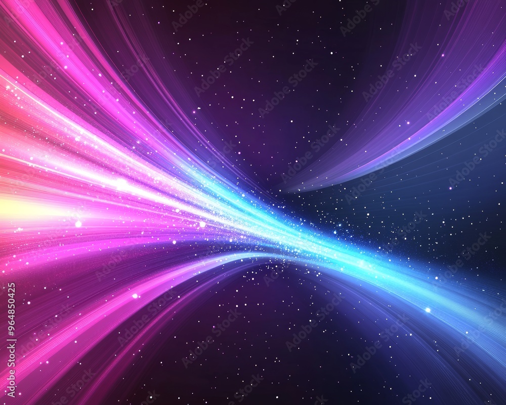 Poster abstract rays background created with glowing particles and lines to depict a futuristic lens flare