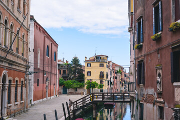 canal and streets in italy, venice