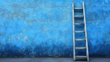 Ladder against a blue wall