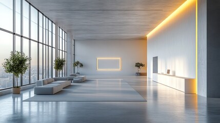 Fototapeta premium Modern Interior Design with City View