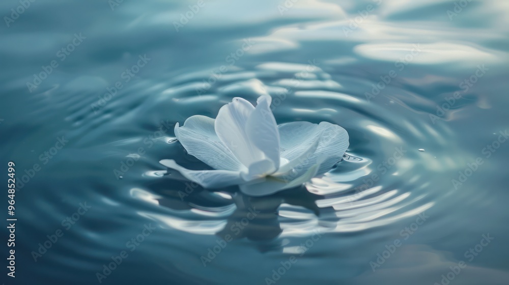 Wall mural serene white flower floating on water