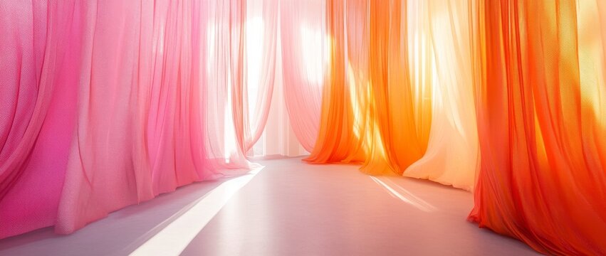 Line art style abstract architectural interior showing 3D illustration and rendering techniques of a smooth glass sculpture